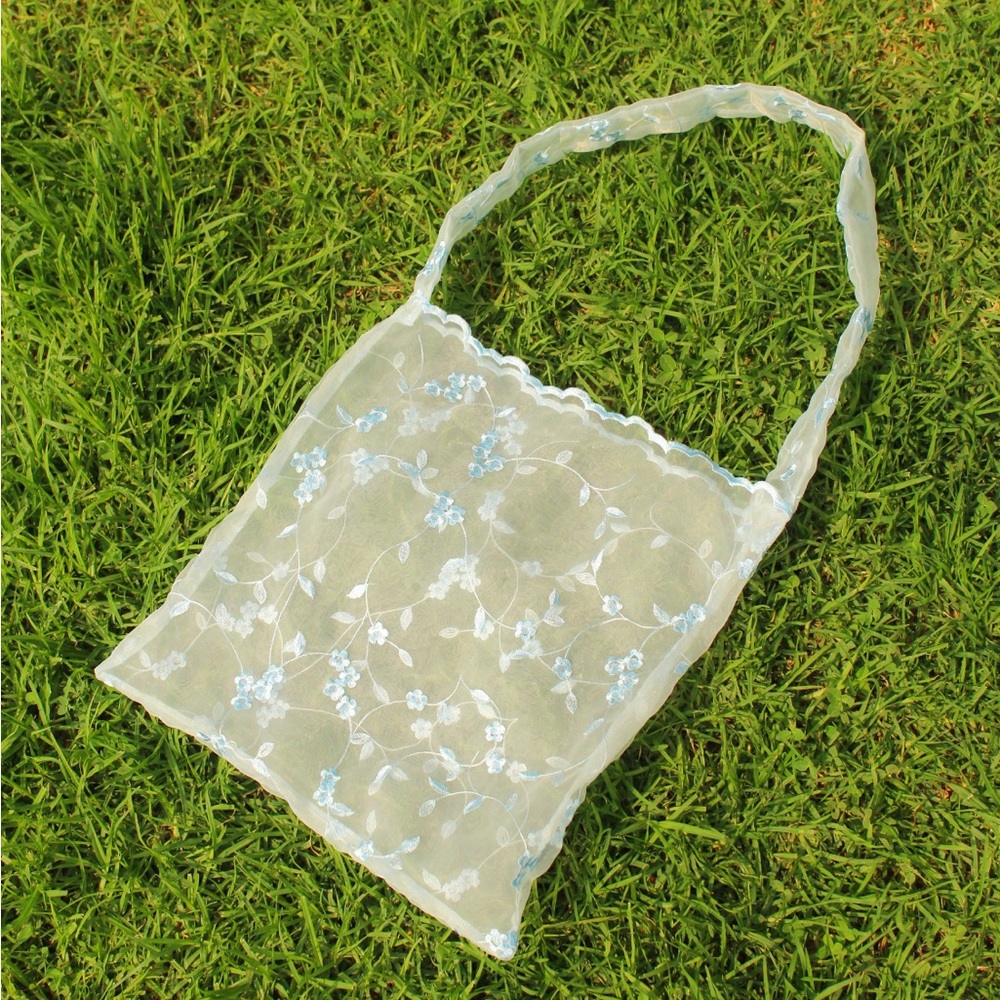 HANDMADE TOTE SLING SHOULDER CROSSBODY BAG in PASTEL BLUE